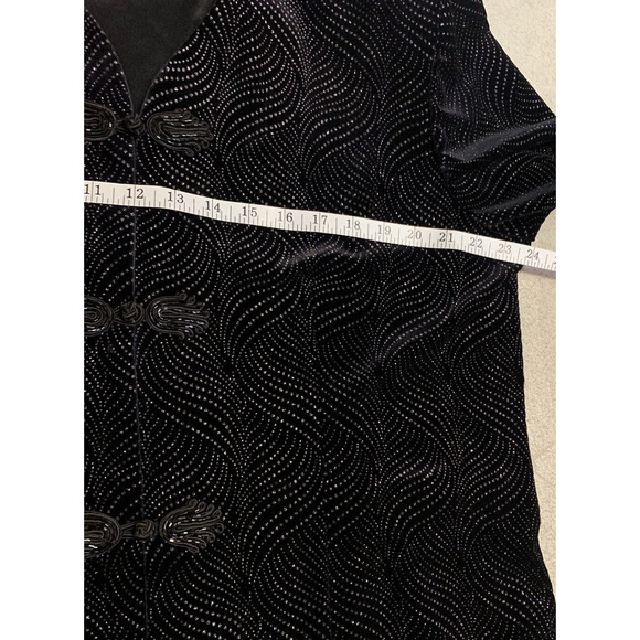 R&M RICHARDS Jacket Womens 18 BLACK SEQUINs Oriental Knots Long Formal Cardigan - Picture 8 of 11